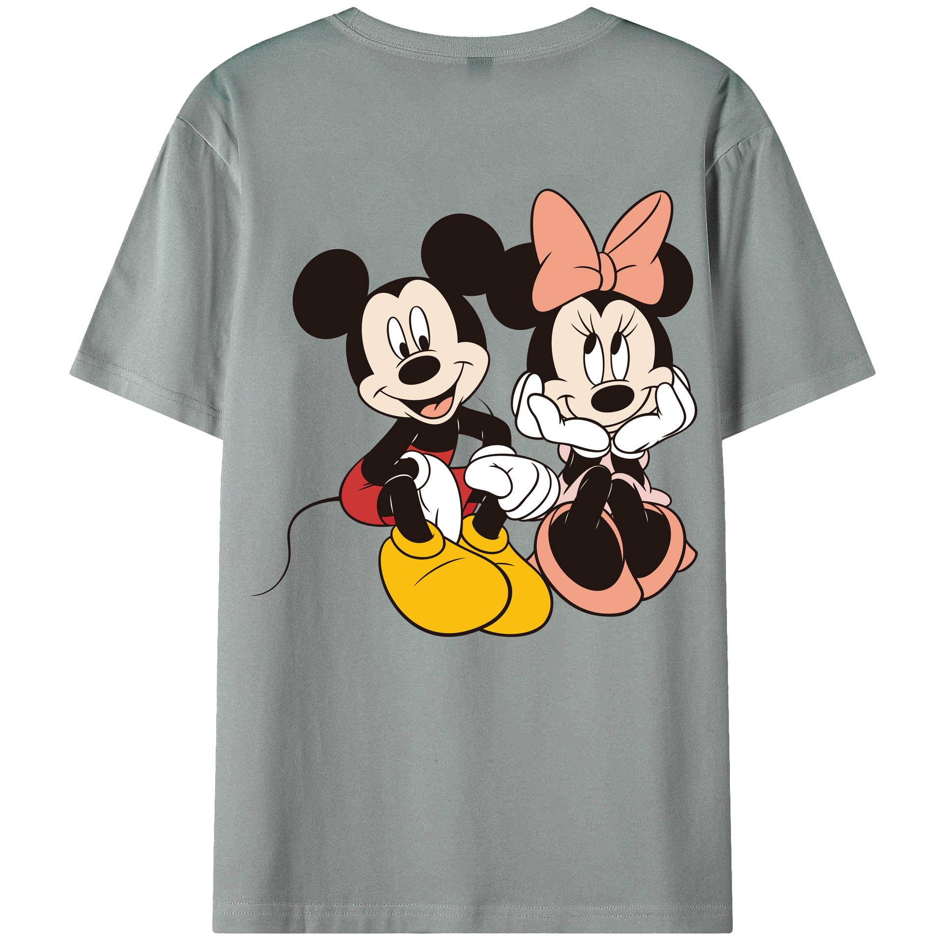 ミッキーマウス Mickey Mouse 綿100％ メンズ半袖Tシャツ（バックプリント） 通気性